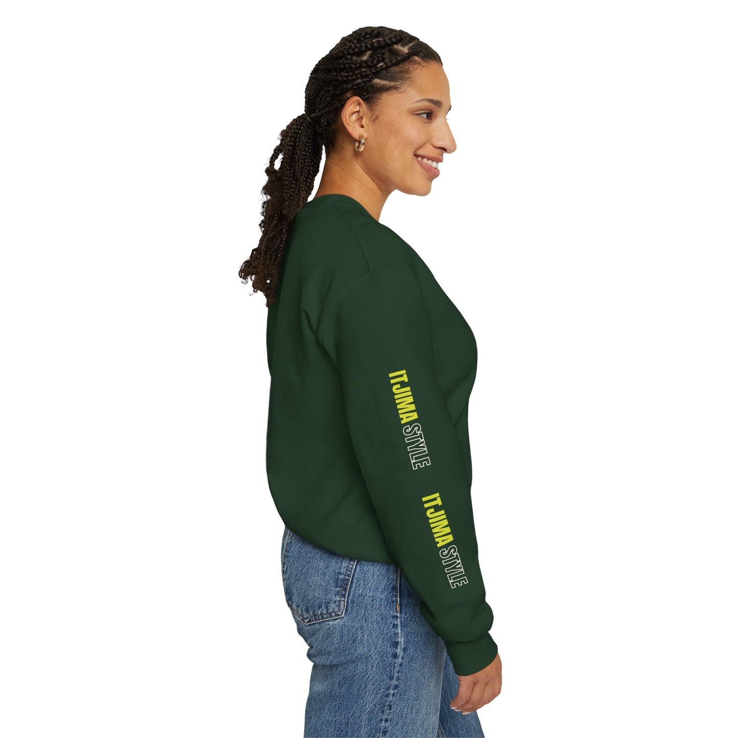 Crewneck Sweatshirt with Itjima Style Logo Sleeve
