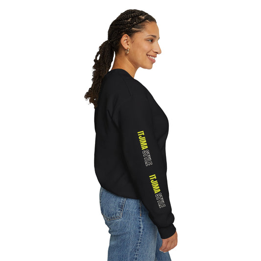 Crewneck Sweatshirt with Itjima Style Logo Sleeve