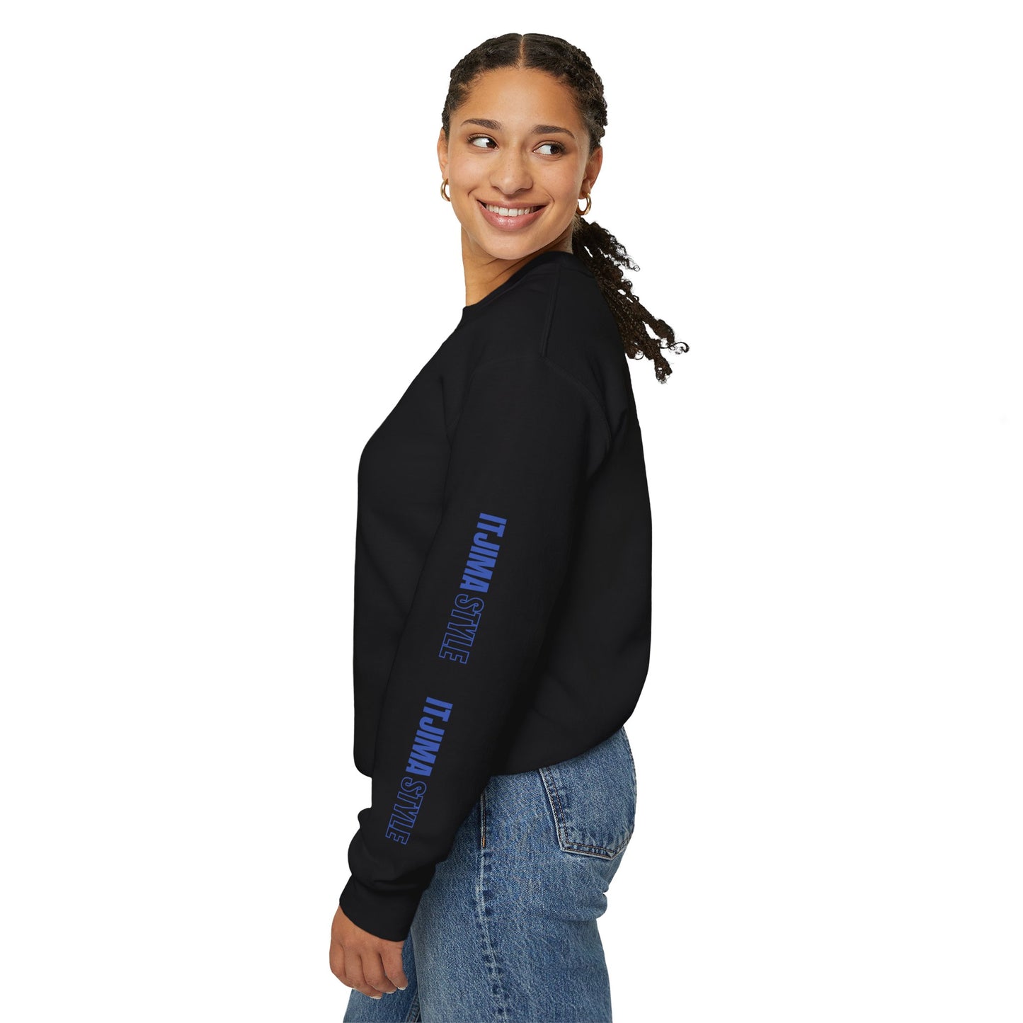 Crewneck Sweatshirt with Itjima Style Logo Sleeve
