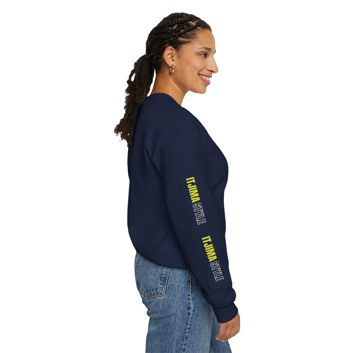 Crewneck Sweatshirt with Itjima Style Logo Sleeve