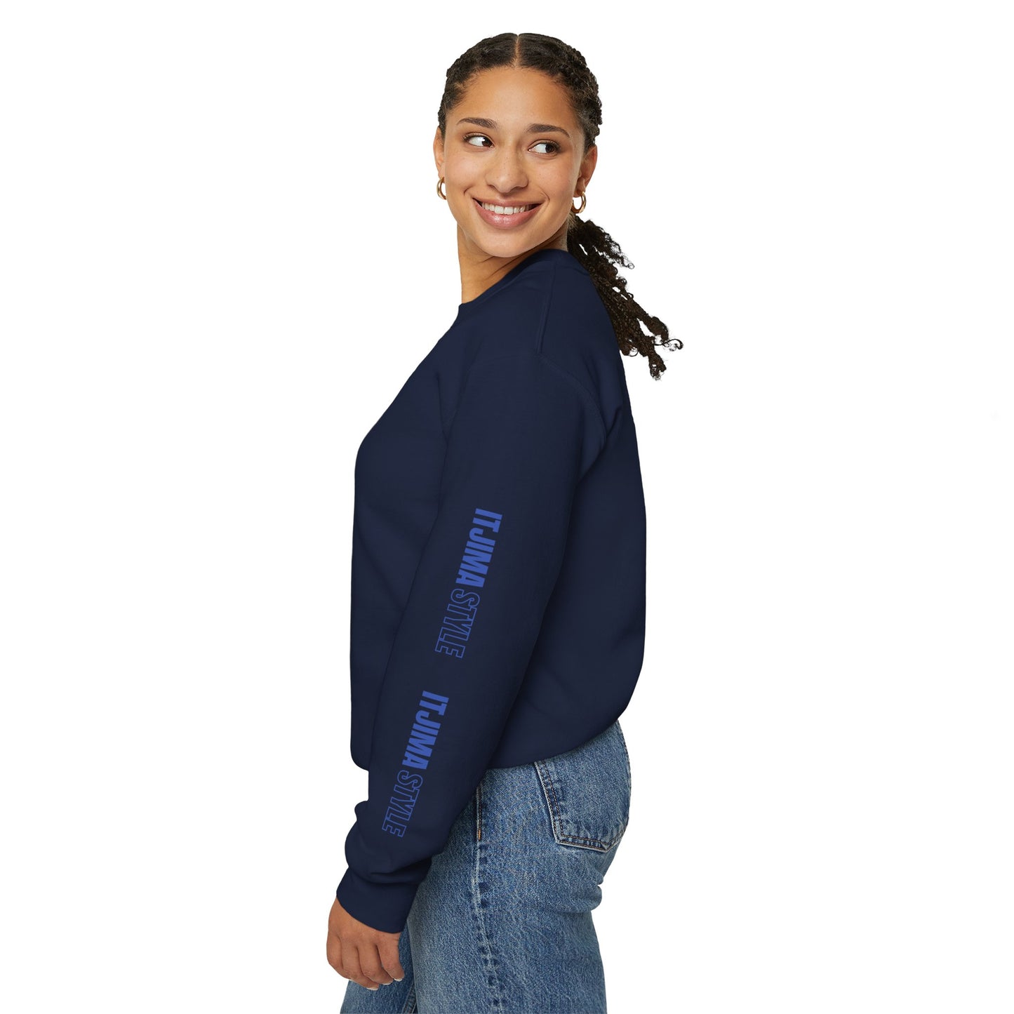 Crewneck Sweatshirt with Itjima Style Logo Sleeve