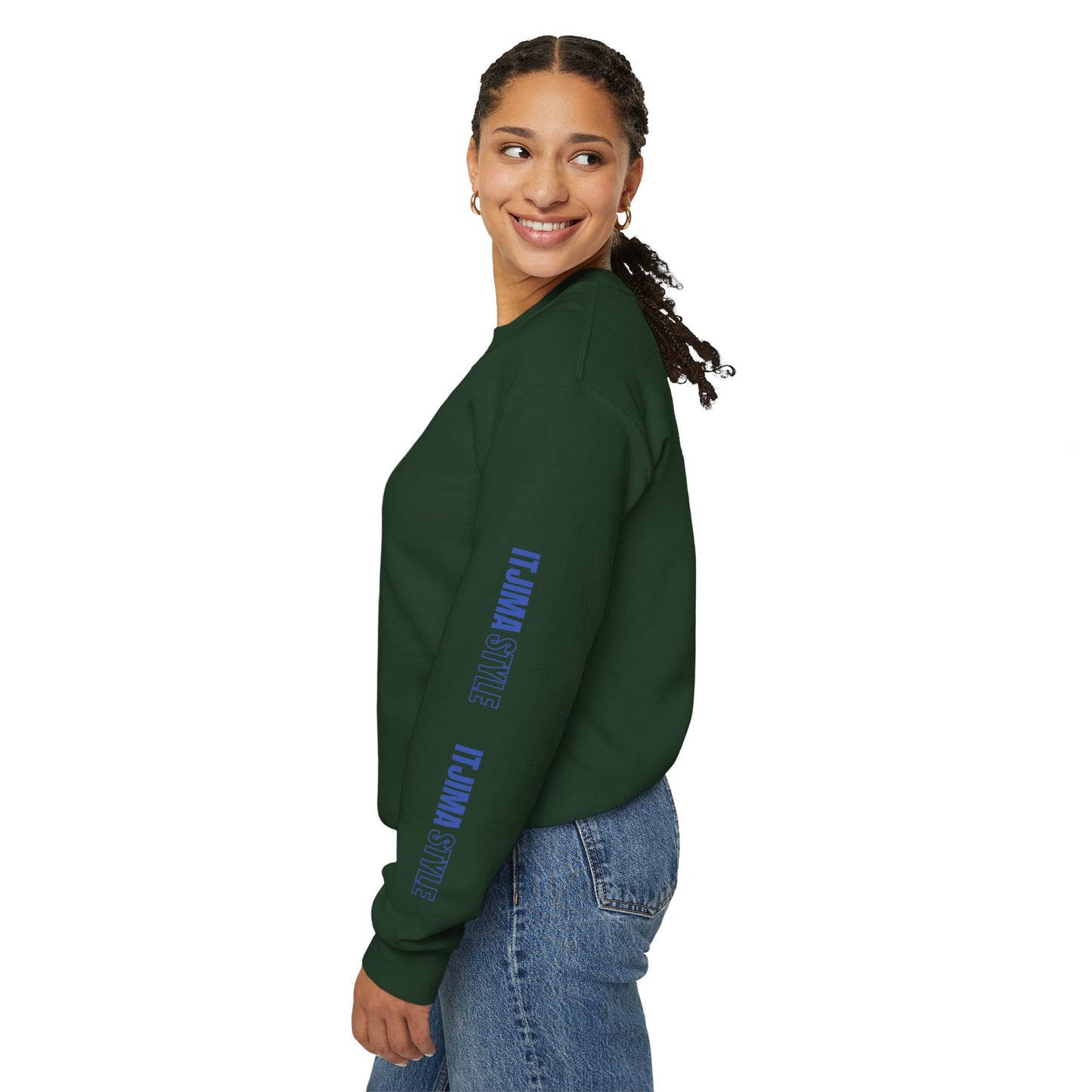 Crewneck Sweatshirt with Itjima Style Logo Sleeve