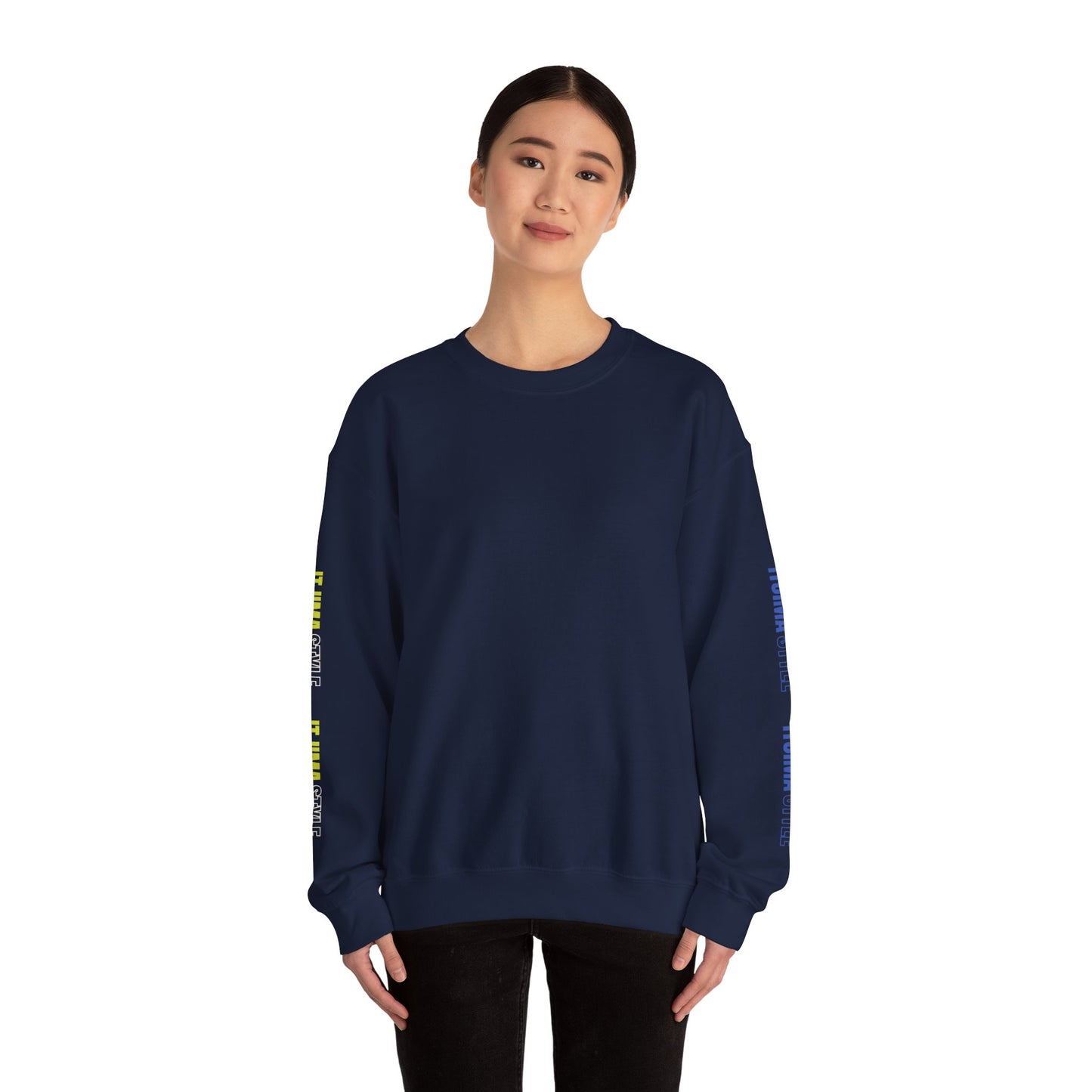Crewneck Sweatshirt with Itjima Style Logo Sleeve