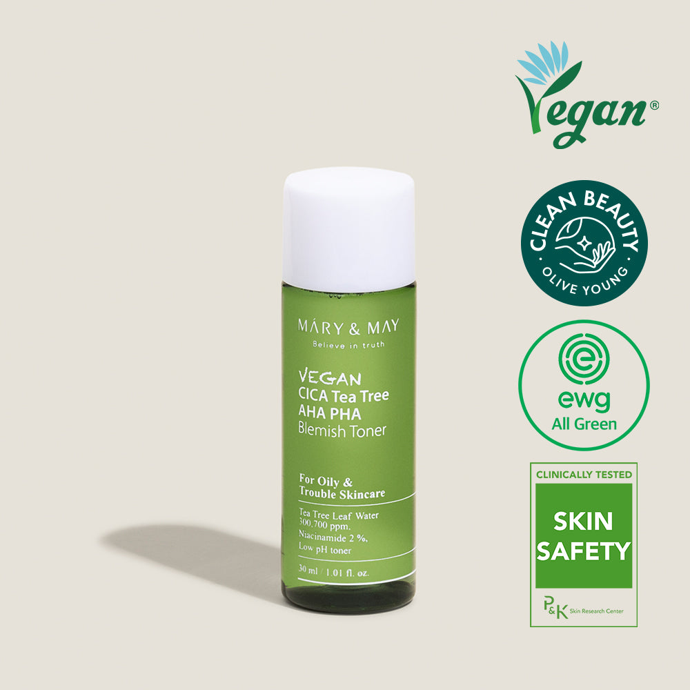 Mary&May Vegan CICA Tea Tree AHA PHA Blemish Toner - 30ml [Miniature]