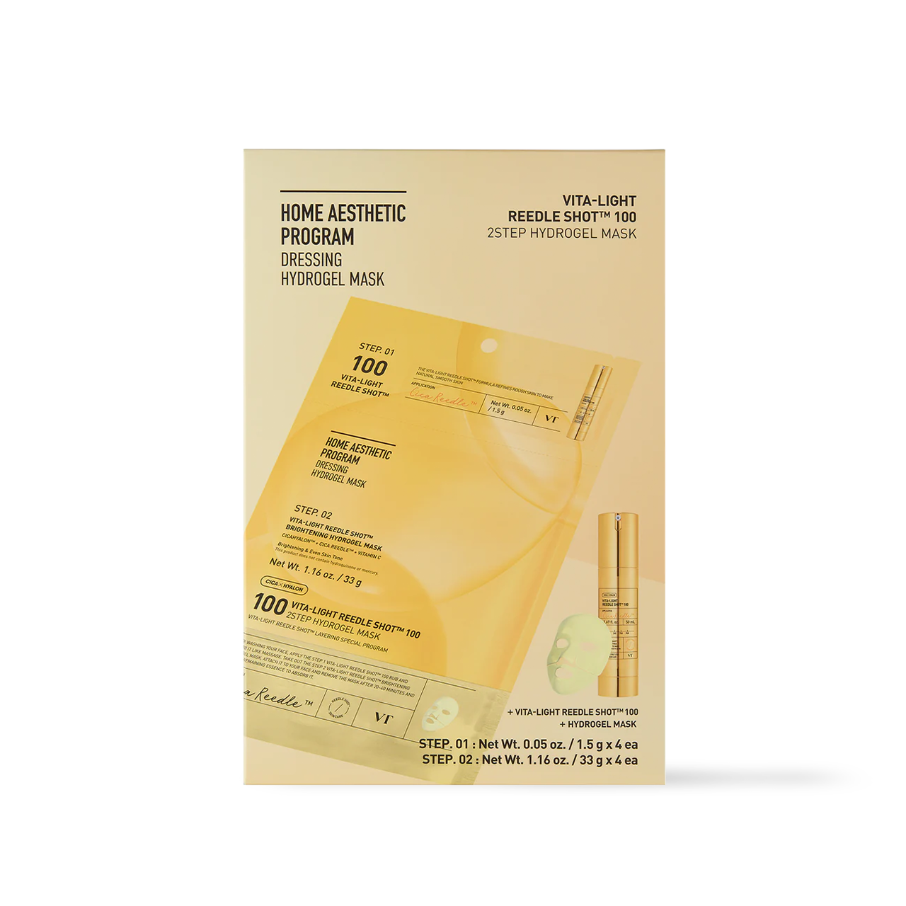 VT Cosmetics VITA-LIGHT Reedle Shot 100 2STEP Hydrogel Mask 4ea